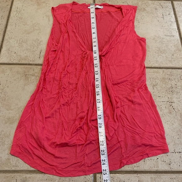 💜 Posh Pink Tie-Front Top - Sleeveless V-Neck Blouse - Size 42 (US M/L) - Picture 7 of 7